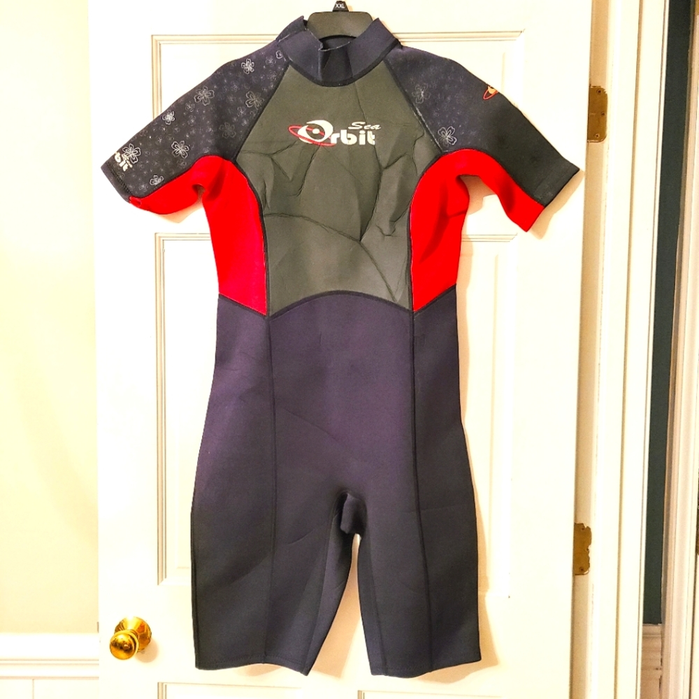 Sea Orbit Red/Black/Grey Men's Shorts Wetsuit Size 16